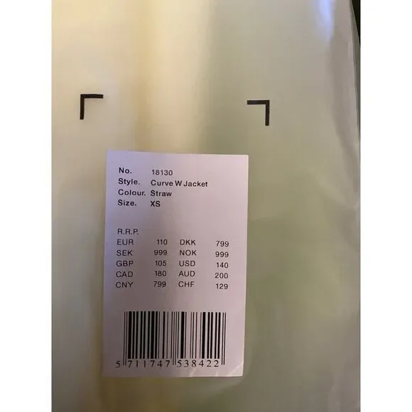 RAINS Curve Women's Waterproof Jacket Size XSmall Straw Yellow MSRP $140 NWT - Picture 5 of 5